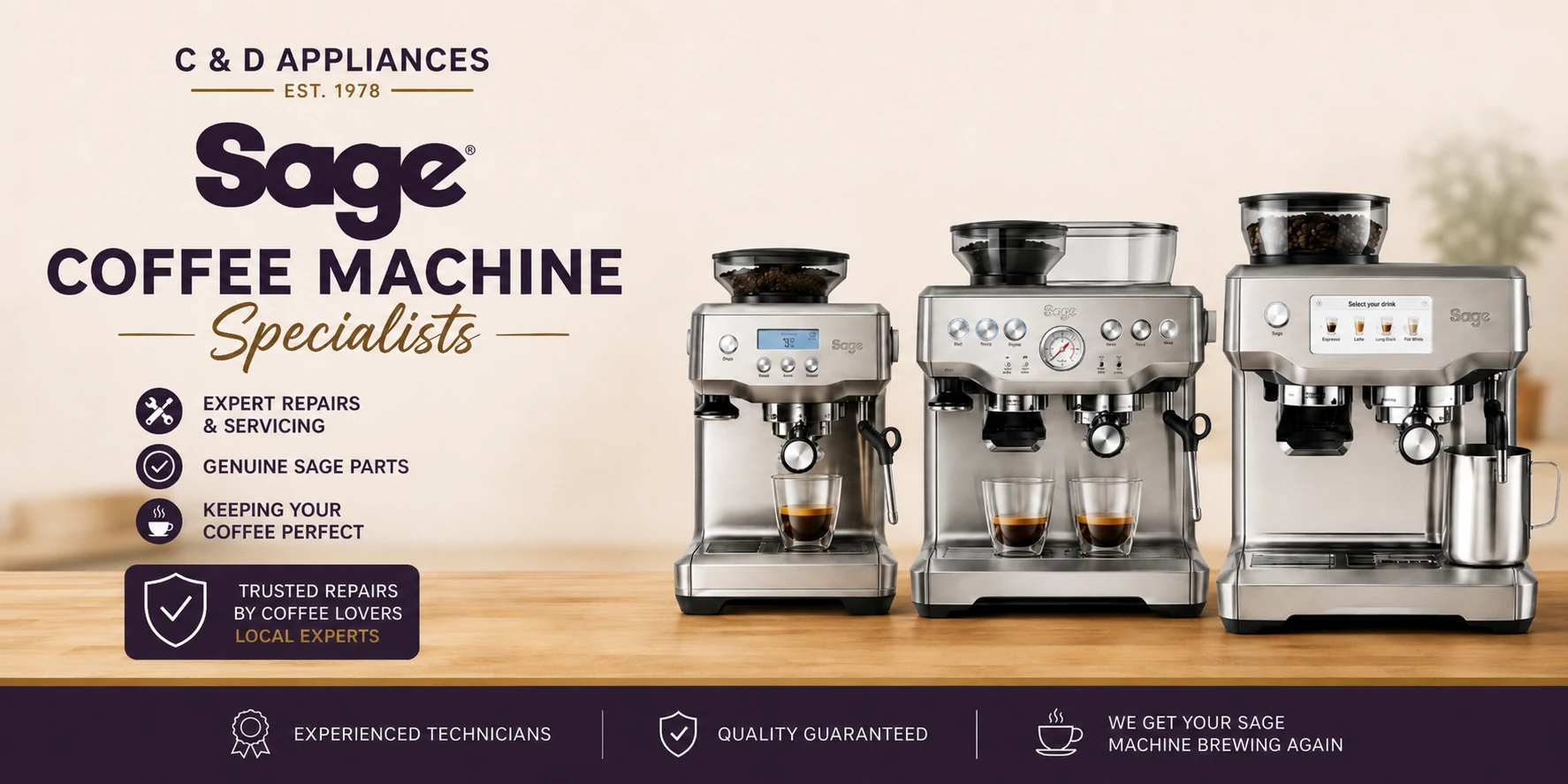 Sage coffee machine specialists at C and D Appliances Exeter